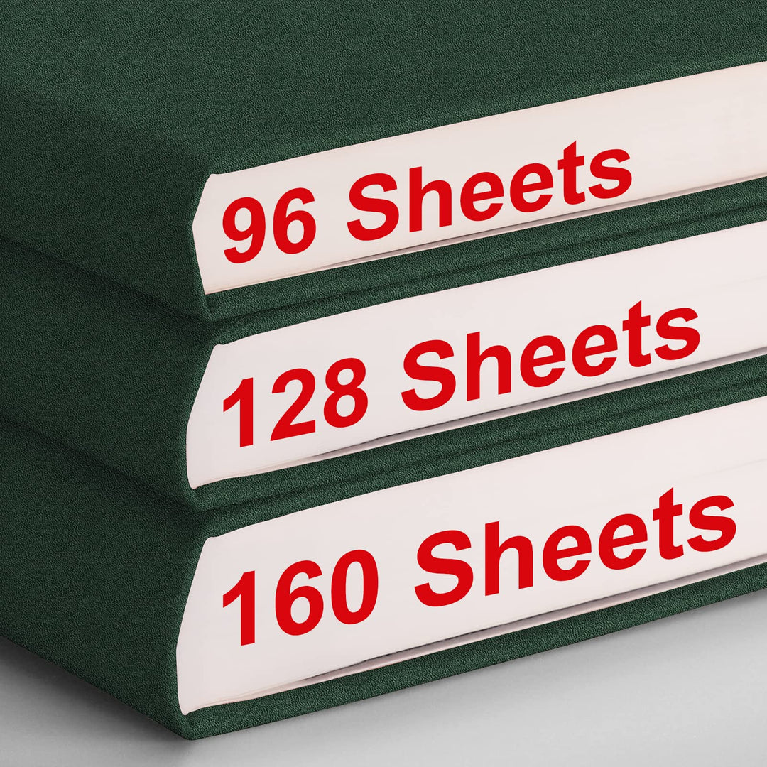 Notebook College Ruled - 320 Numbered Pages Large B5 Thick Journal Lined Notebook for Work, 100gsm Thick Paper, Leather Softcover, for Women Men Work School, 7.6'' X 10''-Green
