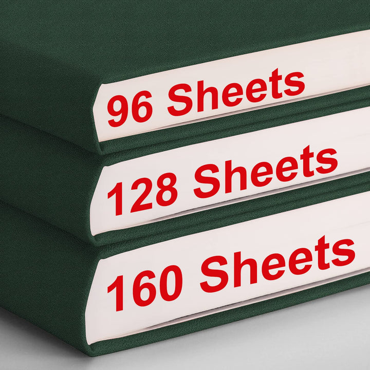 Notebook College Ruled - 320 Numbered Pages Large B5 Thick Journal Lined Notebook for Work, 100gsm Thick Paper, Leather Softcover, for Women Men Work School, 7.6'' X 10''-Green