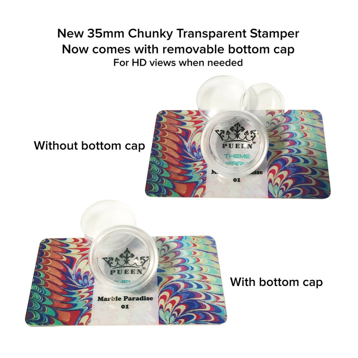 3.5cm Upgraded HD Chunky CLEAR JELLY Transparent Soft Stamper and Scraper Set - Nail Art - Stamping Tools - CLEAR - BH000706