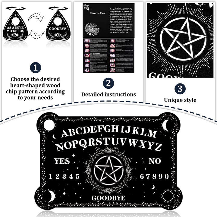 Pendulum Dowsing Divination Board Set Black Wooden Talking Board with Planchette Accessories for Teens Adults Birthday Party and Family Gatherings Games Supplies (Pentagram Style)