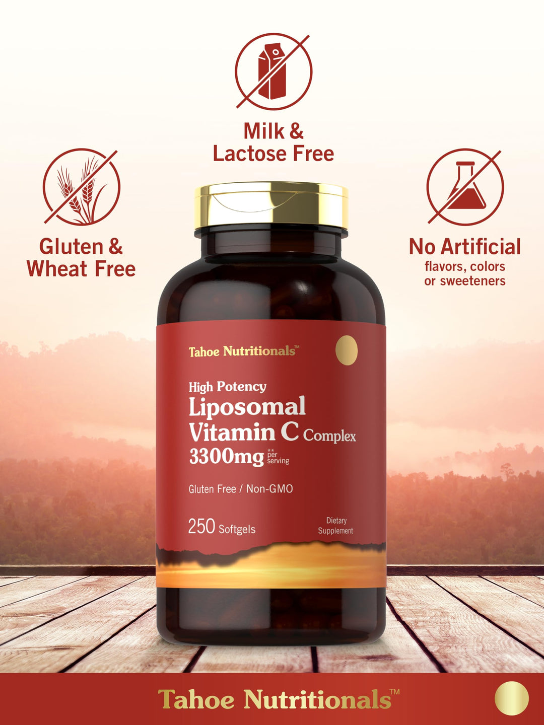 Liposomal Vitamin C Complex | 3300mg | 250 Softgels | High Potency | Non-GMO, Gluten Free Supplement