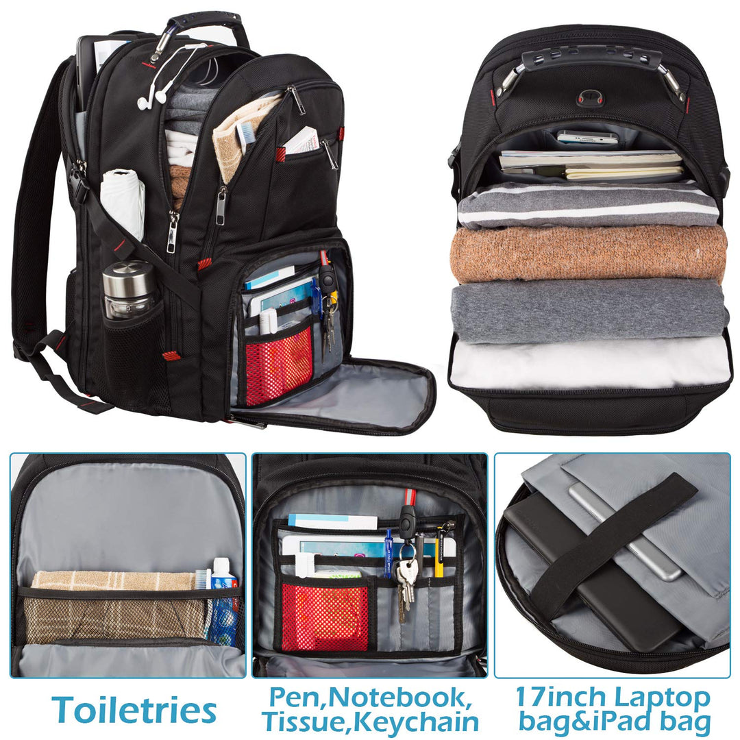 Travel Laptop Backpack,Extra Large Capacity TSA Friendly Anti Theft Backpacks with USB Charging Port,Water-Resistant Men Business College Computer Bookbag Fits 17 Inch Laptop&Notebook