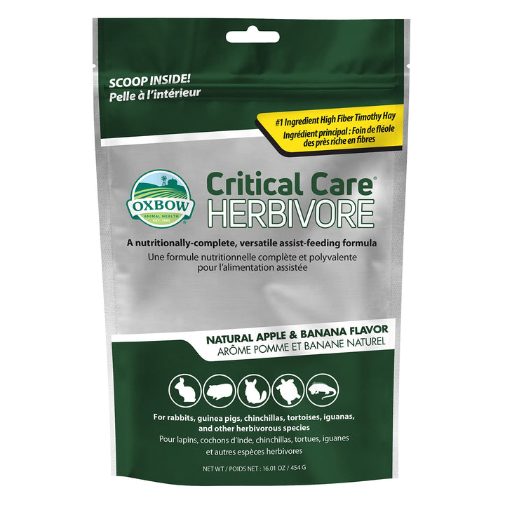 Critical Care Herbivore, Emergency Rabbit & Guinea Pig Food, Natural Apple Banana Flavor, Veterinary Formula, Critical Care Herbivore, Assist Feeding Formula for Pets, 454 gram bag