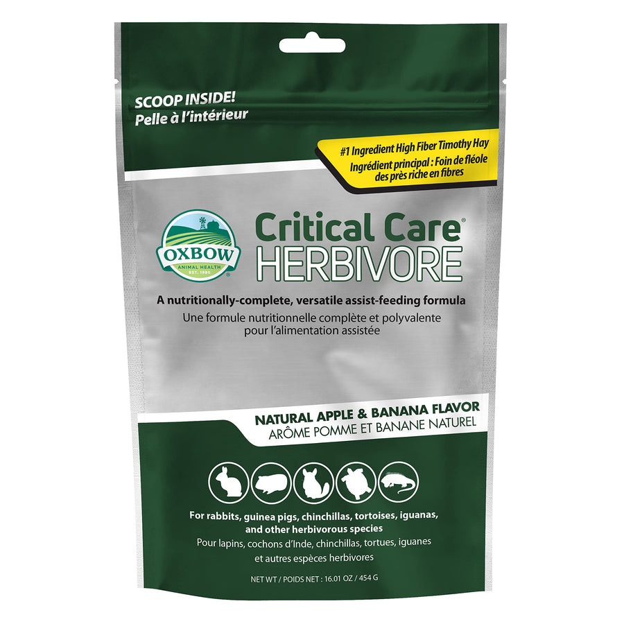 Critical Care Herbivore, Emergency Rabbit & Guinea Pig Food, Natural Apple Banana Flavor, Veterinary Formula, Critical Care Herbivore, Assist Feeding Formula for Pets, 454 gram bag