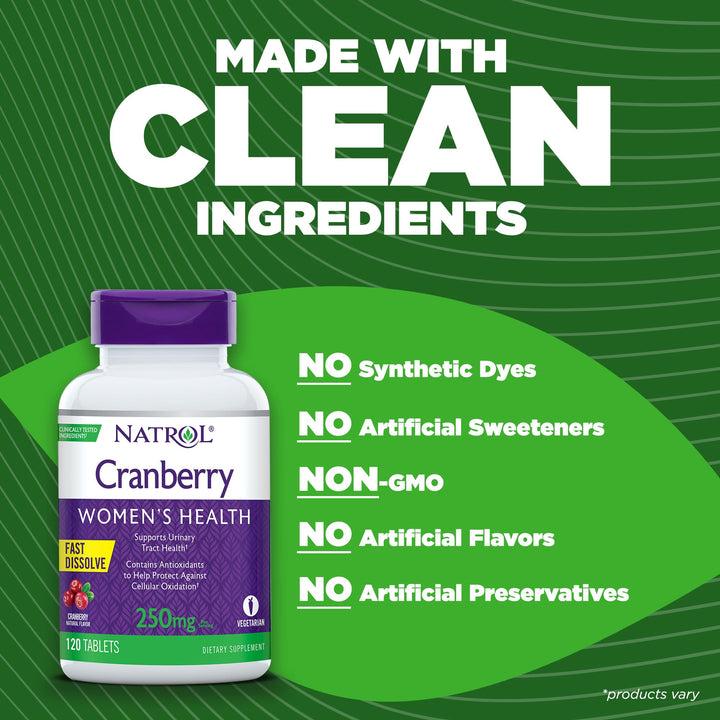 Cranberry Fast Dissolve Tablets, 250mg, Cranberry, 120 Count