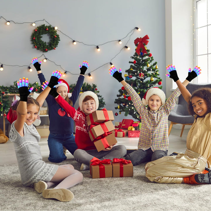 LED Gloves for Kids Cool Toys Boy Toys autism toys for Kids Flashing Gloves and Shoelaces for 3-12 Year Old Boys Girls Fun Toys Stocking Stuffers for Kids Gifts for Christmas Birthdays Parties