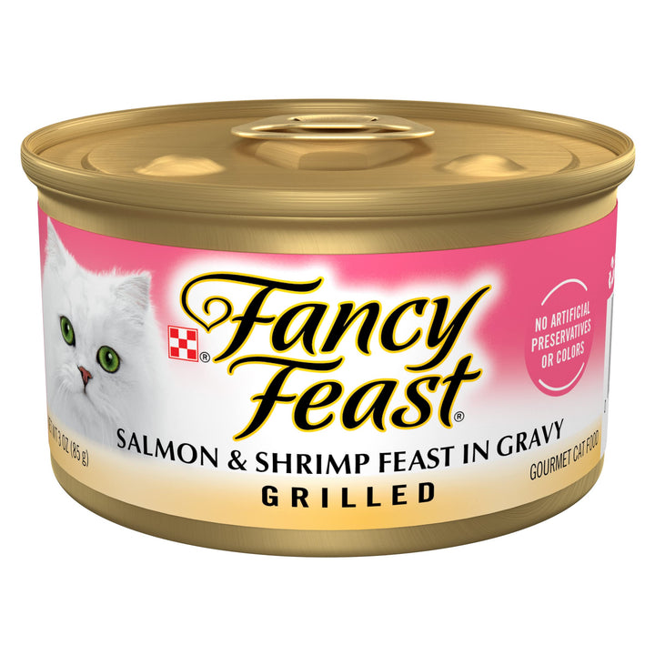 Grilled Wet Cat Food Salmon and Shrimp Feast in Wet Cat Food Gravy - (Pack of 24) 3 oz. Cans