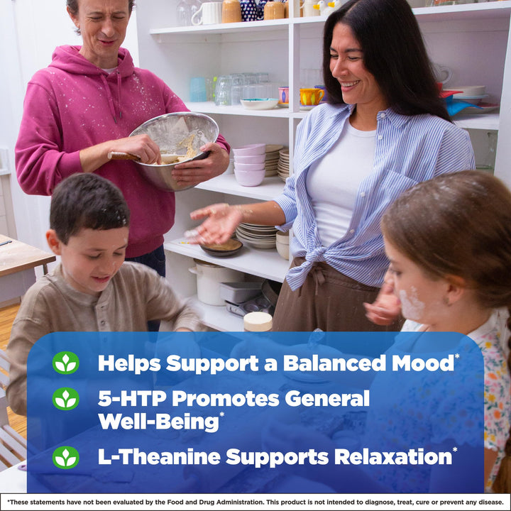 Mood Positive 5-HTP 50mg With L-Theanine, Vitamin B6, Vitamin B12 and Folate, Dietary Supplement Helps Support a Positive Mood, 50 Tablets, 25-50 Day Supply