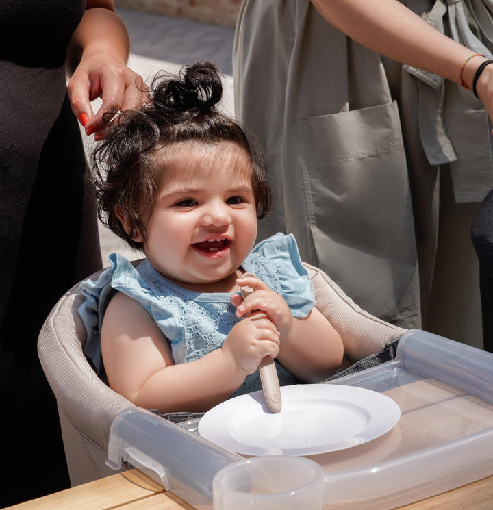 Fast Table Chair, Cream - Portable Baby High Chair - for Babies & Toddlers 6-36 Months - Collapsible Design - Fits Tables 0.8'' to 3.5'' Thick - Compact & Easy to Use - Travel Bag Included