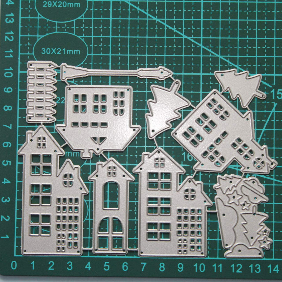 Forest Village House Tree Metal Cutting Dies 108.4cm for Scrapbooking Card Album Making DIY Craft Die Cut
