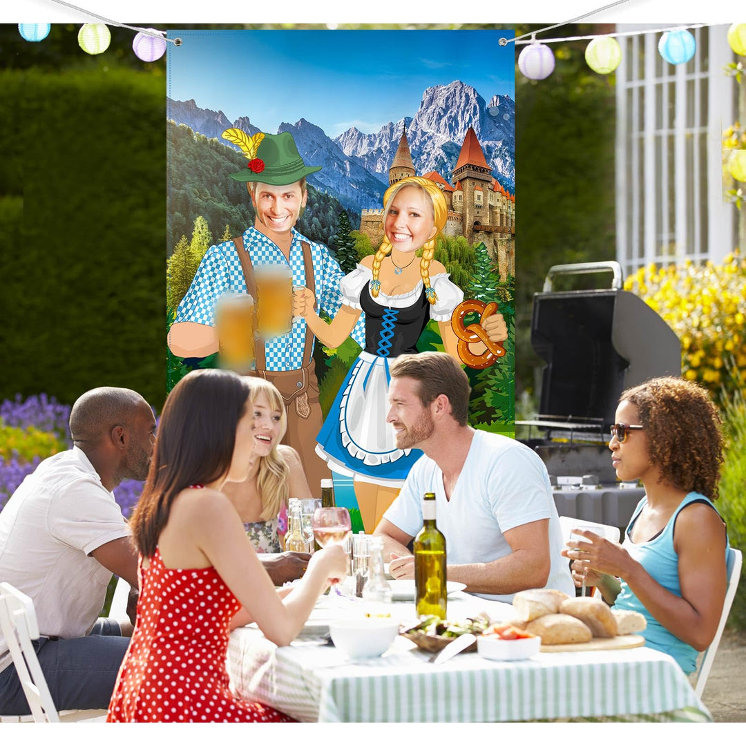 Beer Festival Decorations Banner Large Bavarian Backdrop Background Door Banner Photo Booth Beer Festival Party Supplies, 6 x 3 ft