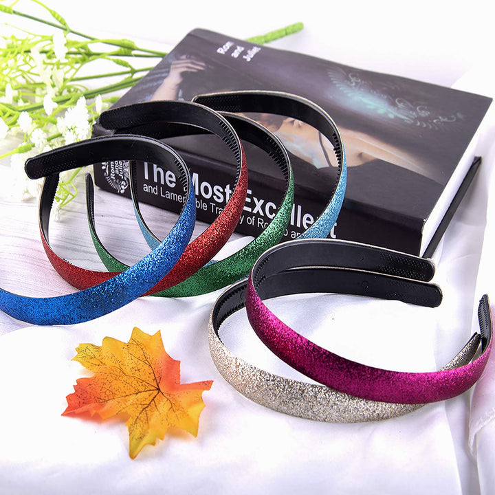 20 Pieces Glitter Headbands Colorful Plastic Headbands with Teeth Sparkle Headbands for Girls and Women, 20 Colors