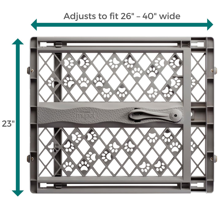 North States Paws Portable Pet Gate: 26-40 Wide. Pressure Mount. No Tools Needed. Made in USA. Dog Gate 23 Tall, Expandable, Durable Dog Gates for Doorways, Fieldstone Gray