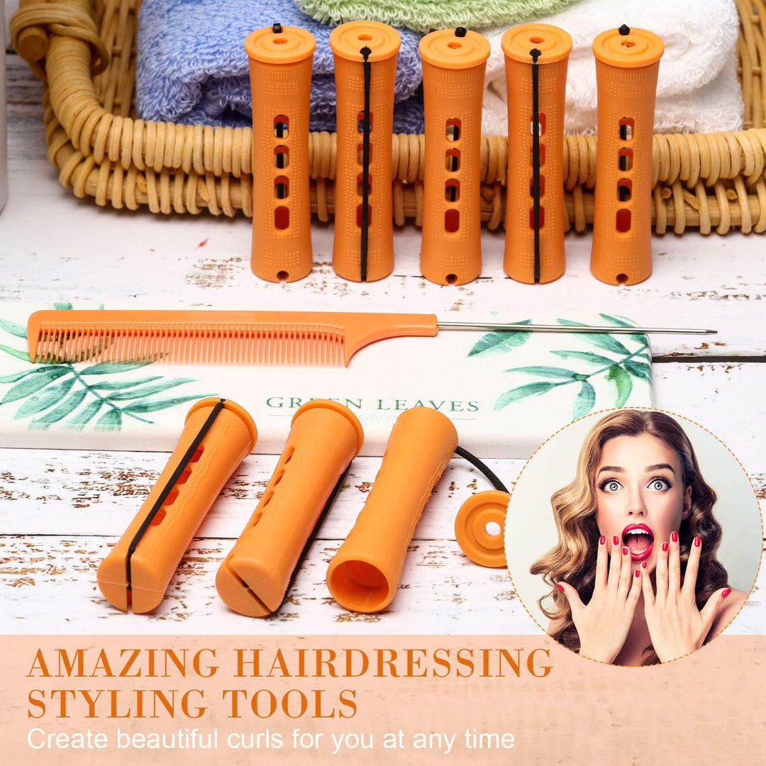 36 Pieces Cold Wave Rod Hair Perm Rods Hair Rollers Perming Rods Curlers with Steel Rat Tail Comb for Hairdressing Styling