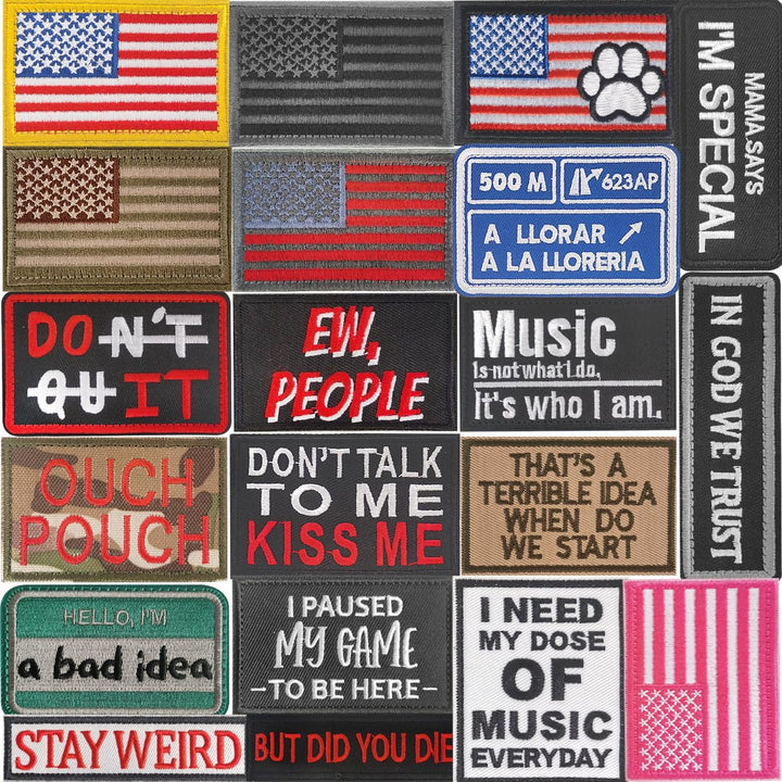 20 Pieces Random Morale Patches, Funny Tactical Patch, Hook and Loop Patch for Vest, Backpacks, Hat, Clothes, Etc