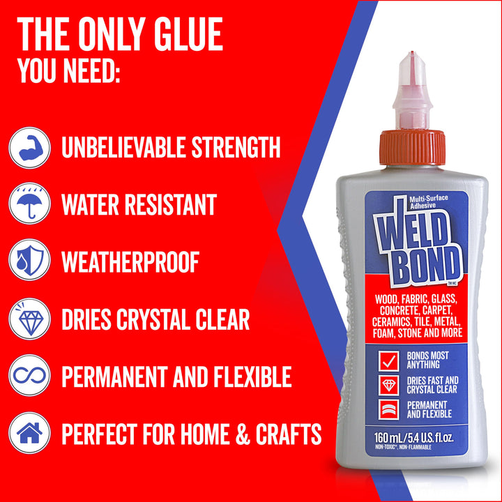 Multi-Surface Adhesive Glue, Bonds Most Anything. Use as Wood Glue or on Fabric Glass Mosaic Carpet Ceramic Tile Metal Stone & More. Non-Toxic, Dries Crystal Clear 14.2oz /420ml