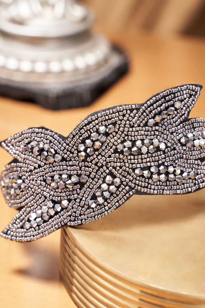 Cougar's Choice® Art Deco Headpiece Flapper Headband 1920s Headpiece Black Rhinestone Headband for Women