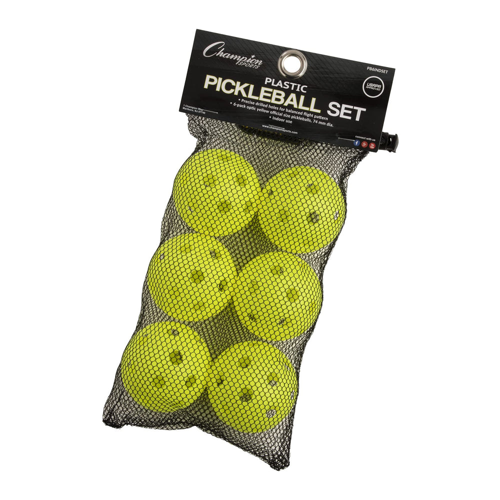 Pickleball Balls: Official Size Recreational and Tournament Pickleballs - Yellow Pickleball Ball Set for Outdoor and Indoor Courts - 6 Count (Pack of 1)