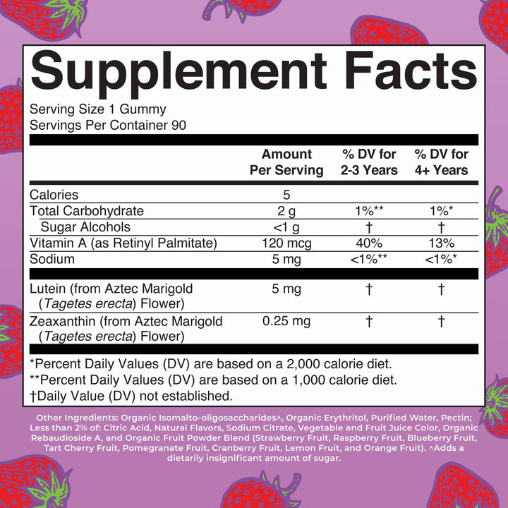 Eye Care Gummies | Eye Health Vitamins for Adults and Kids | Lutein and Zeaxanthin Supplements | for Eyes | Vegan | Non-GMO | Gluten Free | 90 Count | 45 Day Supply