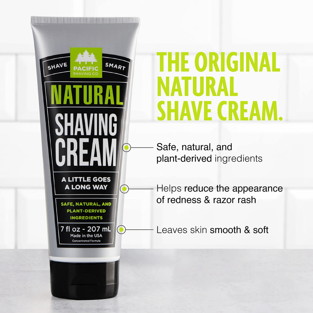 Natural Shaving Cream - Shea Butter + Vitamin E Shave Cream for Sensitive Skin - Clean Formula for a Smooth, Anti-Redness + Irritation-Free Shave Cream (3.4 Oz, 2 Count)