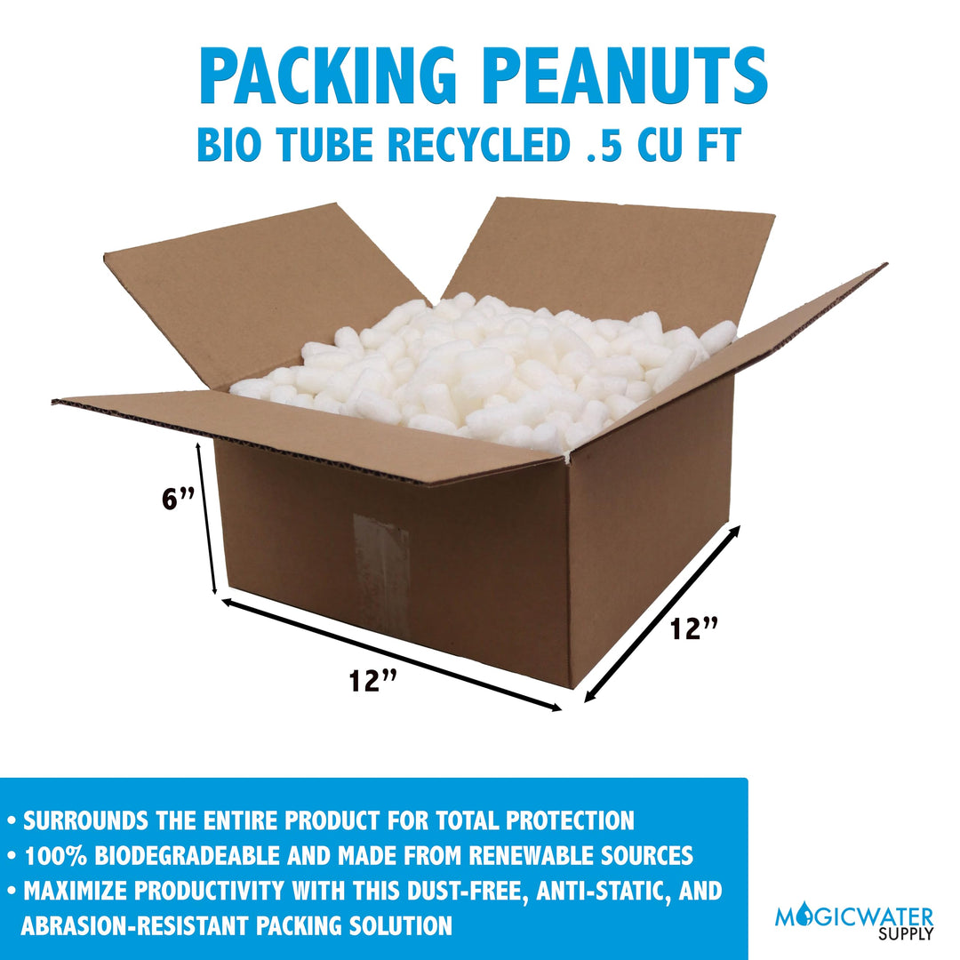 Magicwater Supply - .5 Cu Ft - Bio Tube Recycled Anti Static Packing Peanuts - Compostable & Biodegradable Cushion for Shipping - Dust-Free & Abrasion Resistant - Void Filler