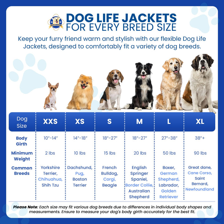 Dog Life Jacket - Keep Your Canine Safe with a Neoprene Life Vest for Swimming and Boating - Available in Different Sizes, Color and Design to Choose - Nautical Dog, Large