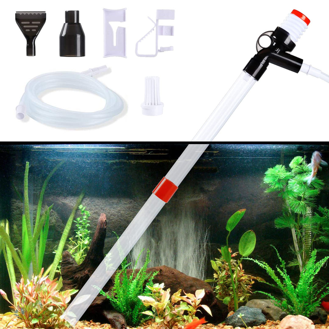 Aquarium Gravel Cleaner, Fish Tank Siphon Cleaner, Long Nozzle Quick Water Changer for Water Changing and Filter Gravel Cleaning with Adjustable Water Flow Controller