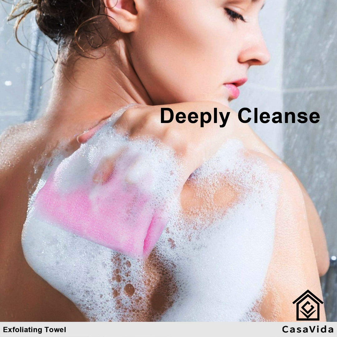 Exfoliating Washcloth Back Scrubber for Shower Exfoliating Body Scrubber Japanese Beauty Washcloth African Net Sponge Bath Korean Loofah Towel Wash Cloth Shower Scrub Towel 3 Pack (Pink x 3)
