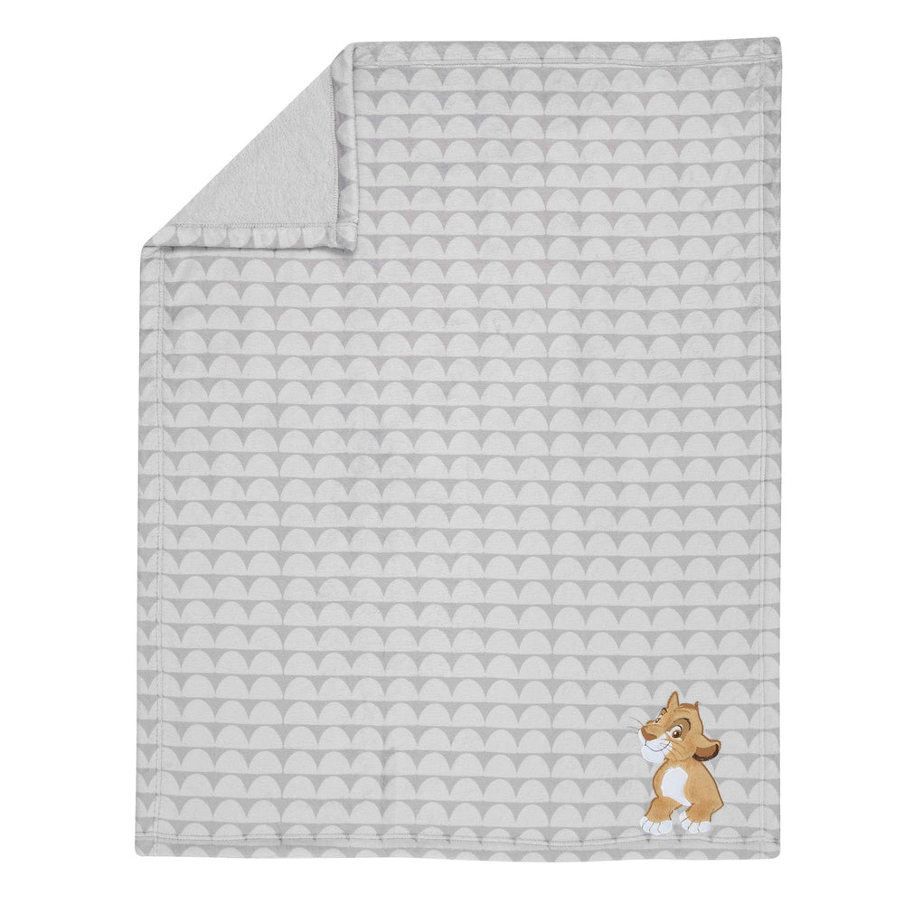 Disney Baby The Lion King Gray Fleece Appliqued Baby Blanket