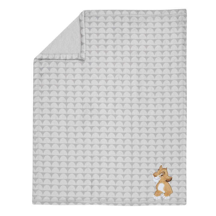 Lambs & Ivy Disney Baby The Lion King Gray Fleece Appliqued Baby Blanket