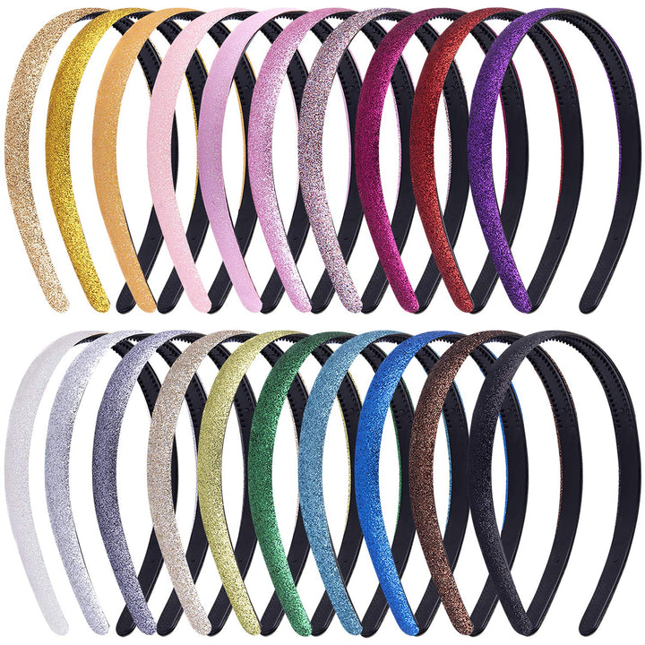 20 Pieces Glitter Headbands Colorful Plastic Headbands with Teeth Sparkle Headbands for Girls and Women, 20 Colors