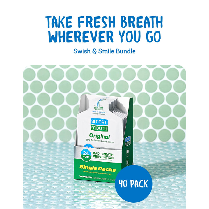 Original Activated Mouthwash Single Packs, Travel Mouthwash, Fresh Mint, 40 Pack