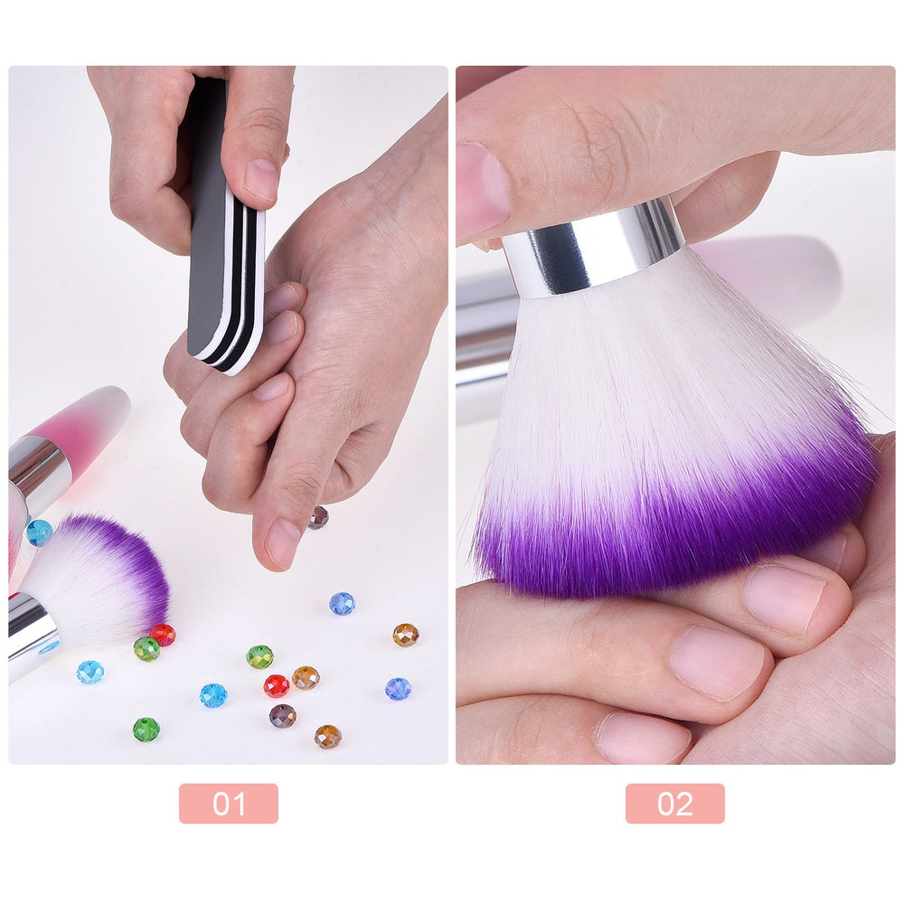 2 Pieces Soft Nail Art Dust Remover Powder Brush Cleaner for Acrylic and Makeup Powder Blush Brushes