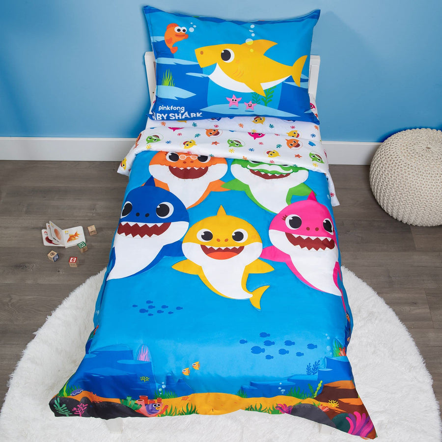 4-Piece Toddler Bed Set including Super Soft Matching Sheets Set, Pillowcase, and Reversable Comforter For Boys and Girls - (Offical Product)