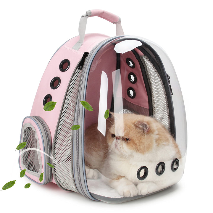 Lollimeow Cat Carrier Backpack, Bubble Expandable Backpack Carrier, Pets and Small Dogs,Airline-Approved, Designed for Travel, Hiking, Walking & Outdoor Use (Front Expandable-Pink)