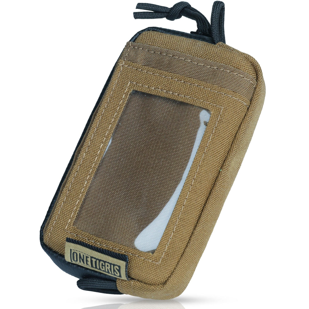 Front Pocket Wallet with Zippers - Small Coin Purse Tactical Wallet Nylon Minimalist Wallet for Men Women, Brown