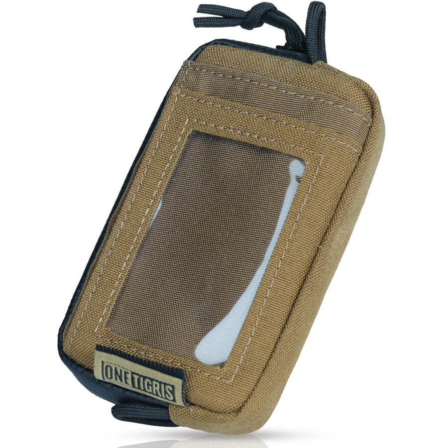 Front Pocket Wallet with Zippers - Small Coin Purse Tactical Wallet Nylon Minimalist Wallet for Men Women, Brown
