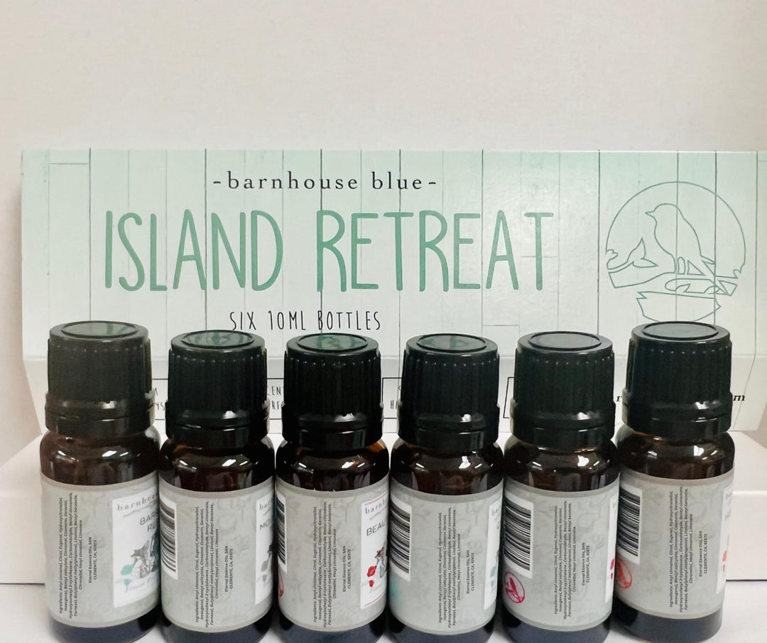 Island Retreat Set of 6 Premium Fragrance Oils - Includes Barrier Reef, Mountain Meets The Ocean, Beautiful Day, Caribbean Escape, Honolulu Sun, and Mermaid Scented Oils - 10ML