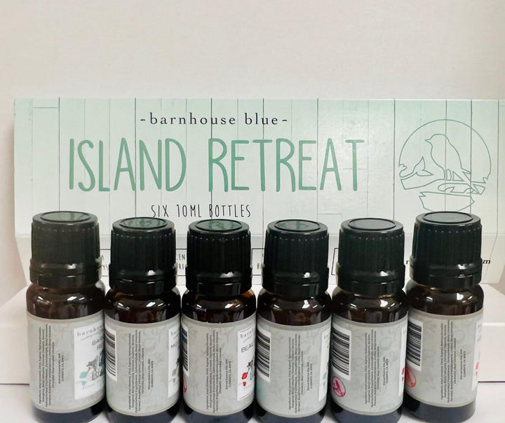 Island Retreat Set of 6 Premium Fragrance Oils - Includes Barrier Reef, Mountain Meets The Ocean, Beautiful Day, Caribbean Escape, Honolulu Sun, and Mermaid Scented Oils - 10ML