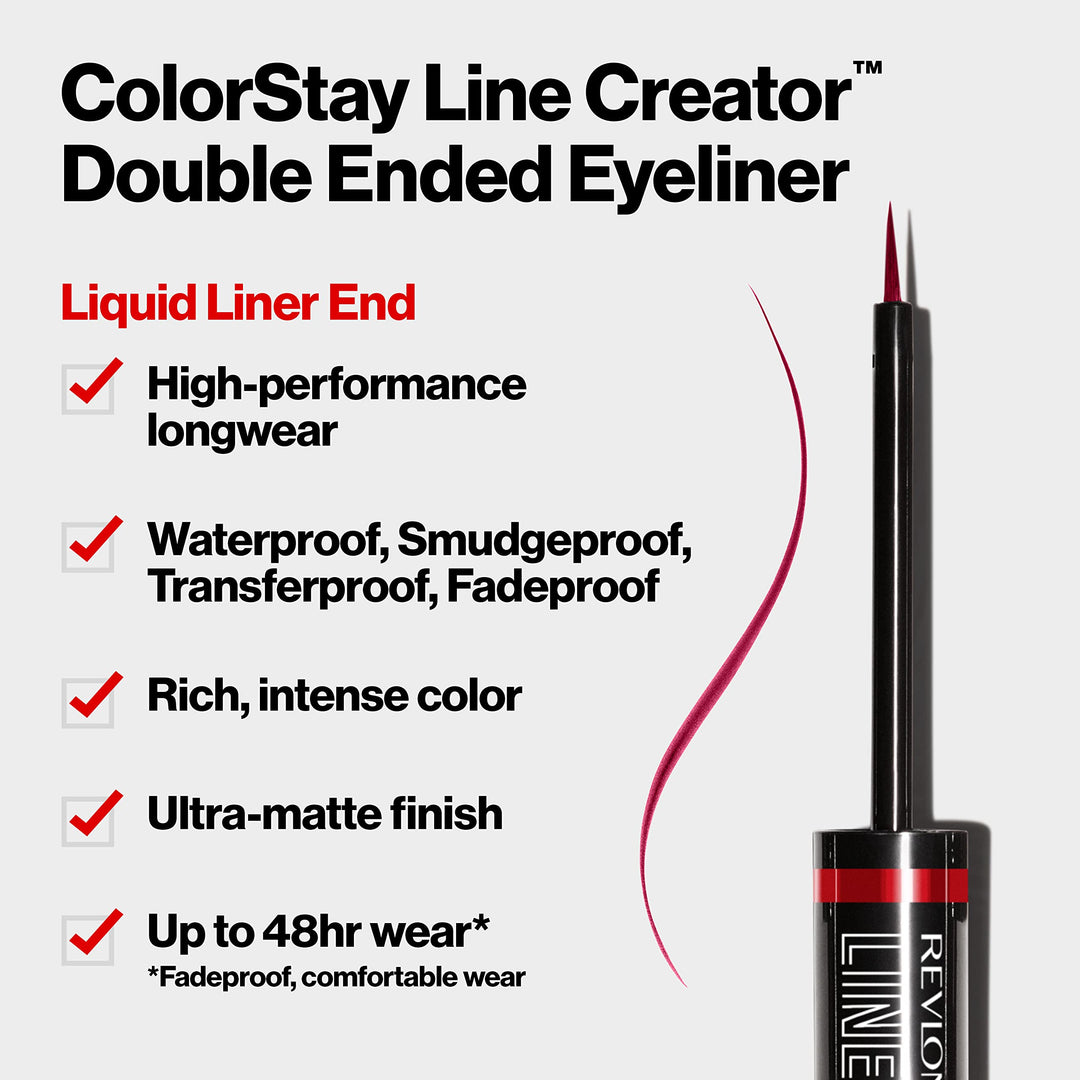 Revlon ColorStay Line Creator, Double Ended Liquid Eyeliner & Smoky Kohl Pencil, Waterproof & Transferproof Eye Makeup, 154 Cool as Ice, 0.004 oz