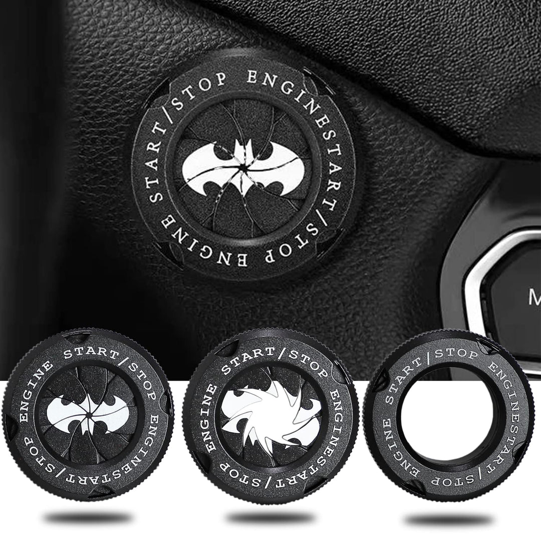 Bat Engine Start Stop Button Cover,Rotary Car Push Start Button Cover Interior Accessories,Anti Scratch Universal Button Protective DIY Decoration,Gift for Men (Bat Black)