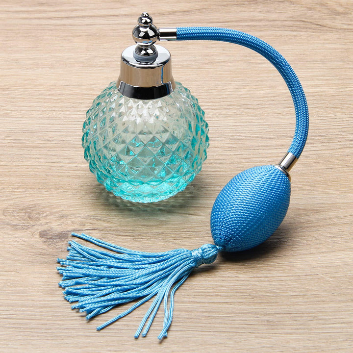 Crystal Art Vintage Style Refillable Perfume Atomizer Long Spray Bottle 100ml (Blue)