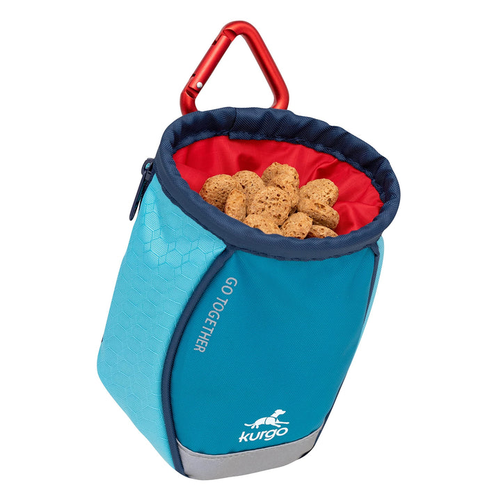 Go Stuff It Dog Treat Bag, Training Treat Pouch Bag for Dogs, Treat Pouches for Pets, Hands-Free Pouch Waist, Reflective, Includes Carabiner (Coastal Blue)