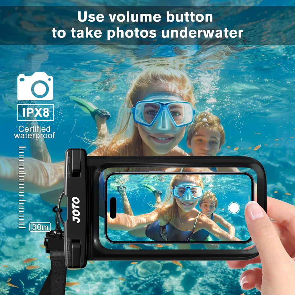Universal Waterproof Pouch Case for iPhone 16 15 14 13 Plus Pro Max, IPX8 Cellphone Dry Bag 12 11 Pro Max XR X 8 7 6S Plus SE, Galaxy S23 S22 S21 S20+ S20 S10 Plus Note, Pixel up to 7 -Black