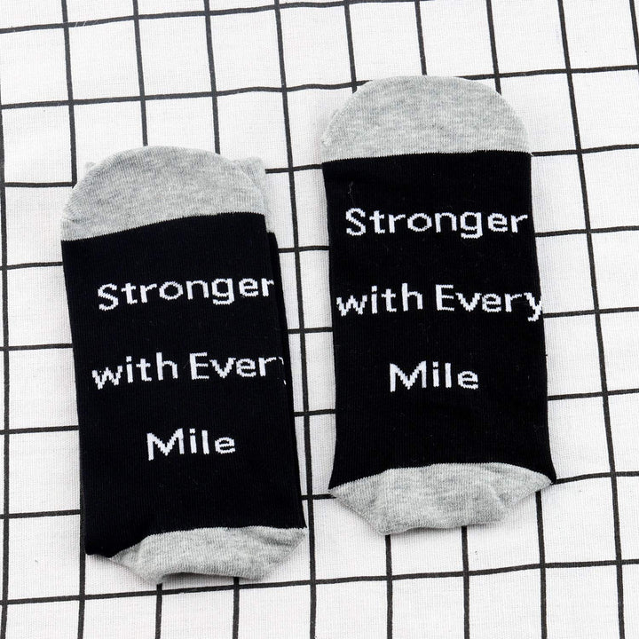 Marathon Runner Gifts Track and Field Inspirational Athletic Running Socks Stronger with Every Mile (26.2 socks)