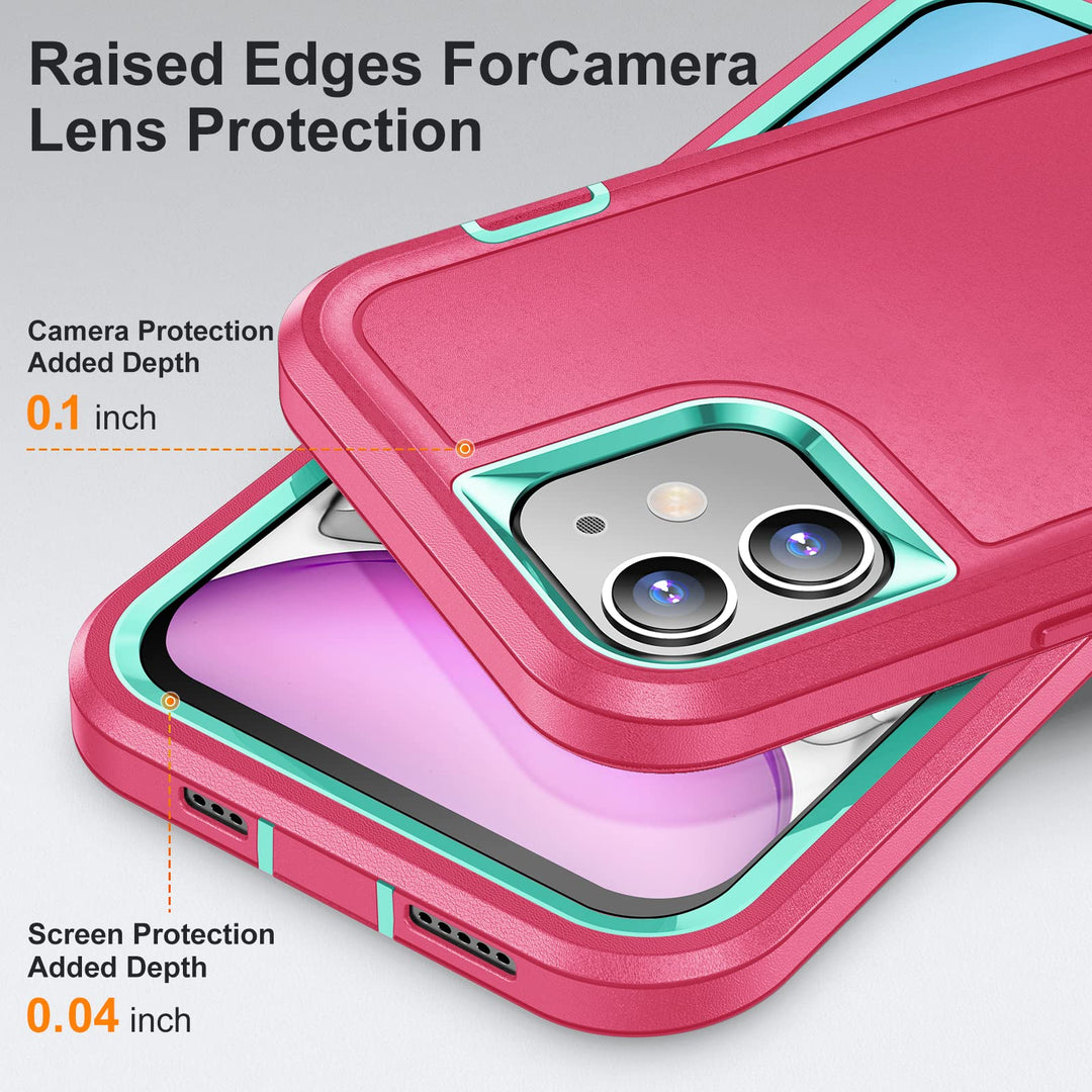 for iPhone 11 Case for iPhone 11 Phone Case with Built in Kickstand,Shockproof/Dustproof/Drop Proof Military Grade Protective Cover for iPhone 11 6.1 inch (Pink/Aqua Blue)