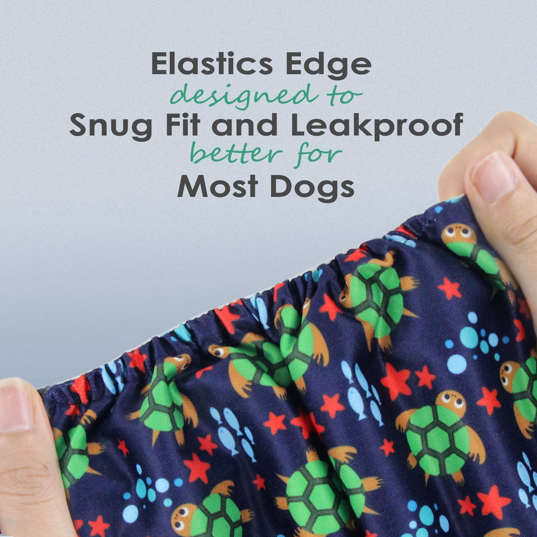 Washable Male Dog Belly Band (Stylish Pattern)- Pack of 3 - Washable Male Dog Belly Wrap, Dog Diapers Male (Turtle, S)