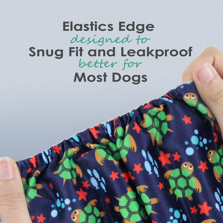 Washable Male Dog Belly Band (Stylish Pattern)- Pack of 3 - Washable Male Dog Belly Wrap, Dog Diapers Male (Turtle, S)