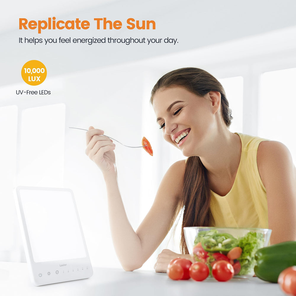 Light Therapy Lamp,10000 Lux Sun Lamp with 10-60 Minutes Timer Function, 5 Adjustable Brightness Levels, Touch Control MAX Brightness Sunlight lamp