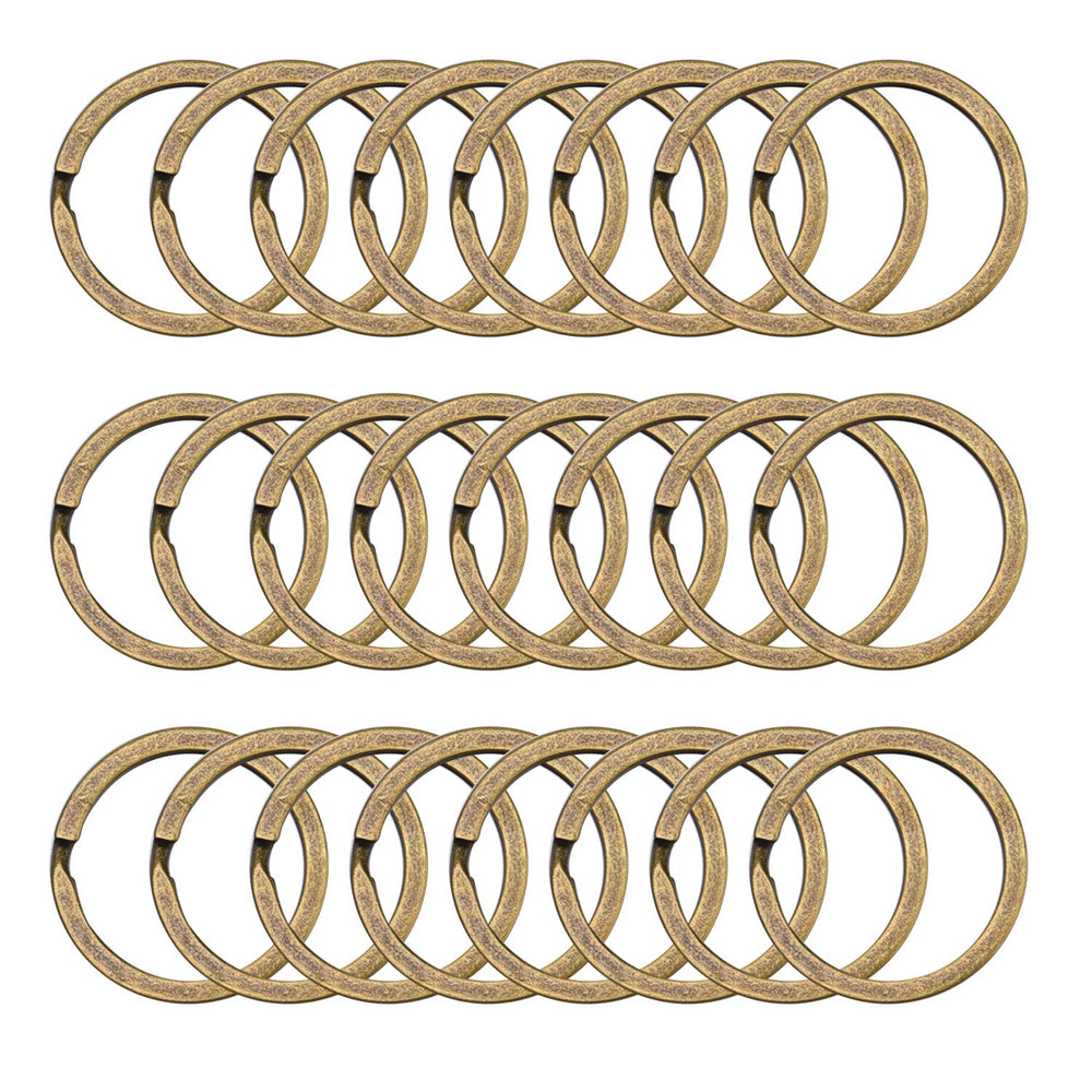 24 Pack Flat Key Rings Metal Split Ring for Home Car Keys Organizations, Jewelry Making, 1 Inch (Bronze)